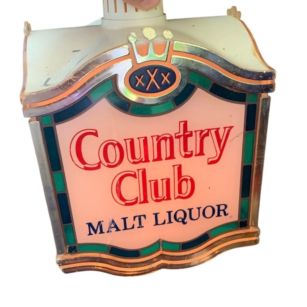Vintage 1970's Country Club XXX Malt Liquor Lighted Beer Sign Pearl Brewing Co
